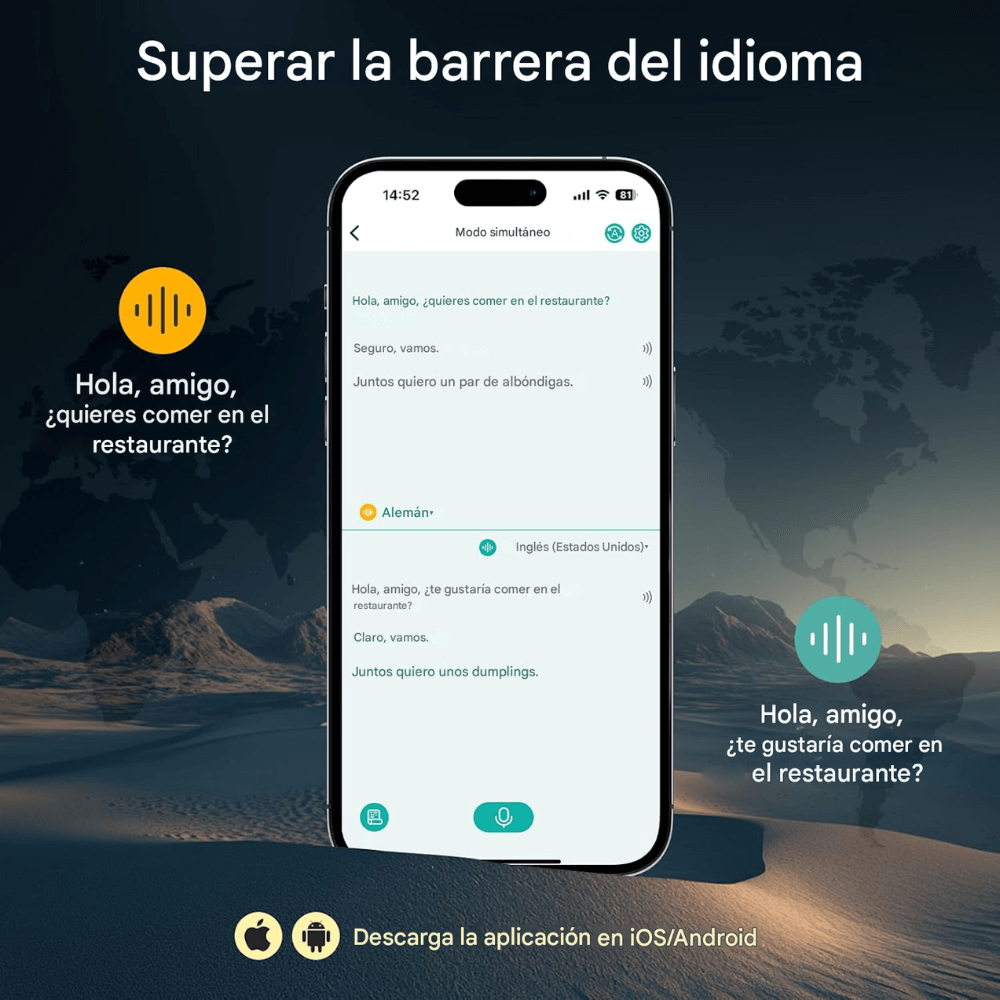Audífonos Traductores Idiomas Inteligentes Bluetooth Portátil