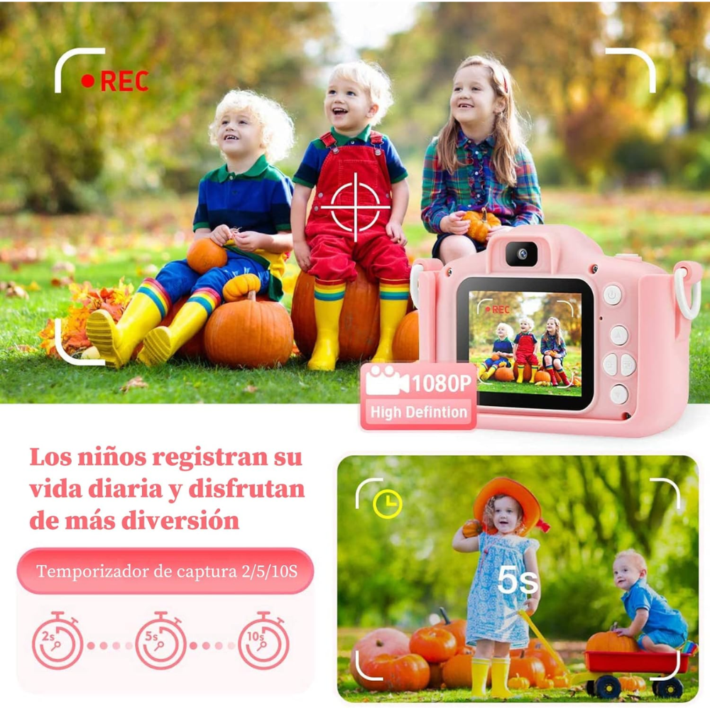 Camara Digital Recargable Para Niños Fotos Y Video Ips 2.0