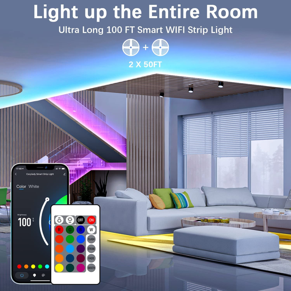 Tira De Luces Led Rgb 10 Metros Alexa Control De Voz 110v