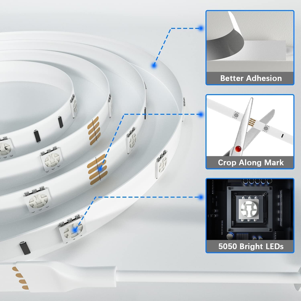 Tira De Luces Led Rgb 10 Metros Alexa Control De Voz 110v