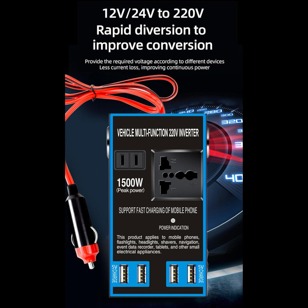 Inversor Convertidor De Corriente 1500w 12v 24v A 220v