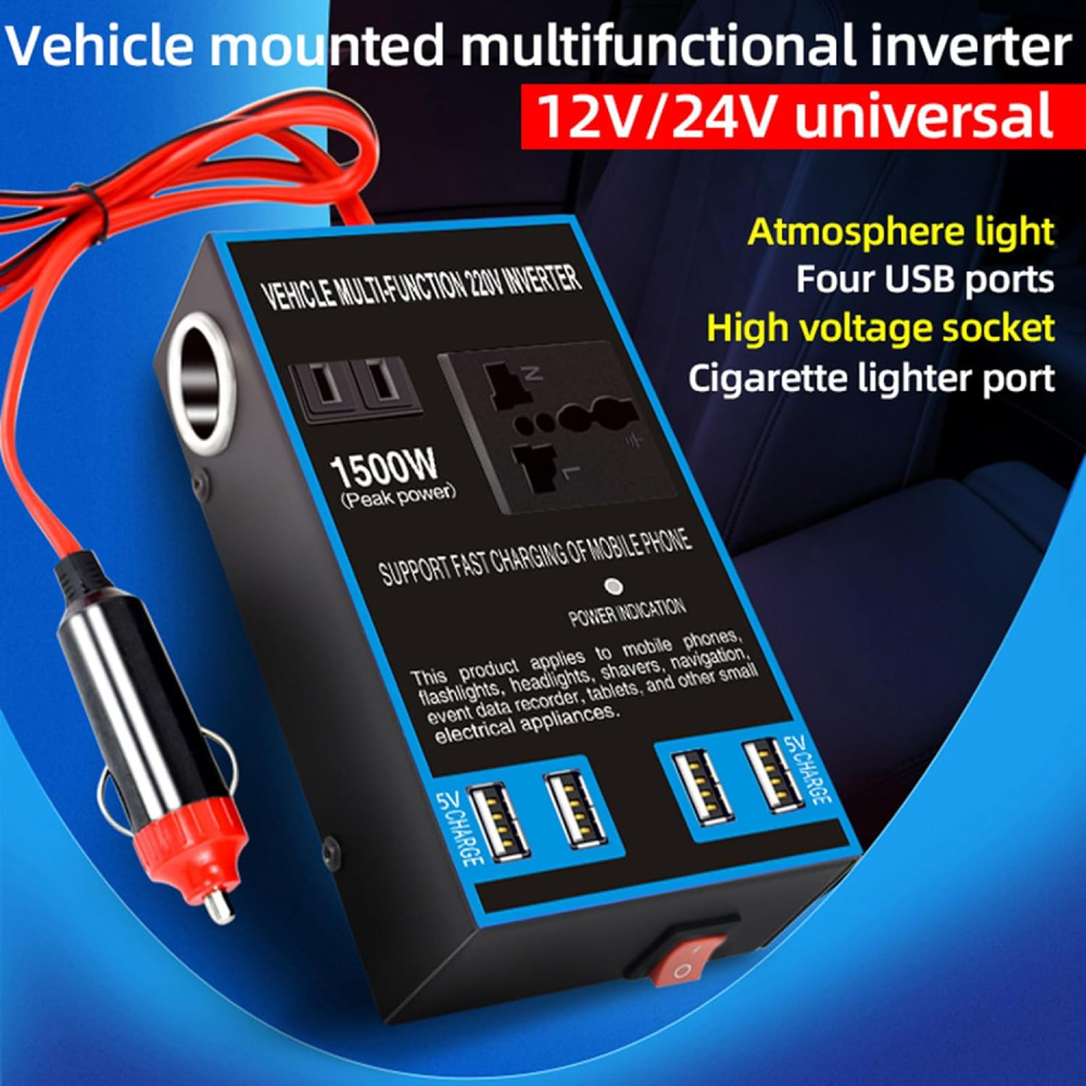 Inversor Convertidor De Corriente 1500w 12v 24v A 220v