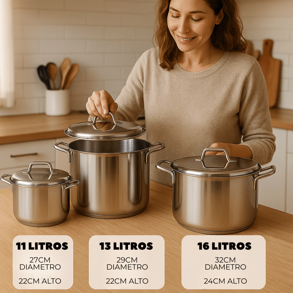 Juego De Ollas Bateria Cocina Olla Sopera Grandes 6pcs Acero