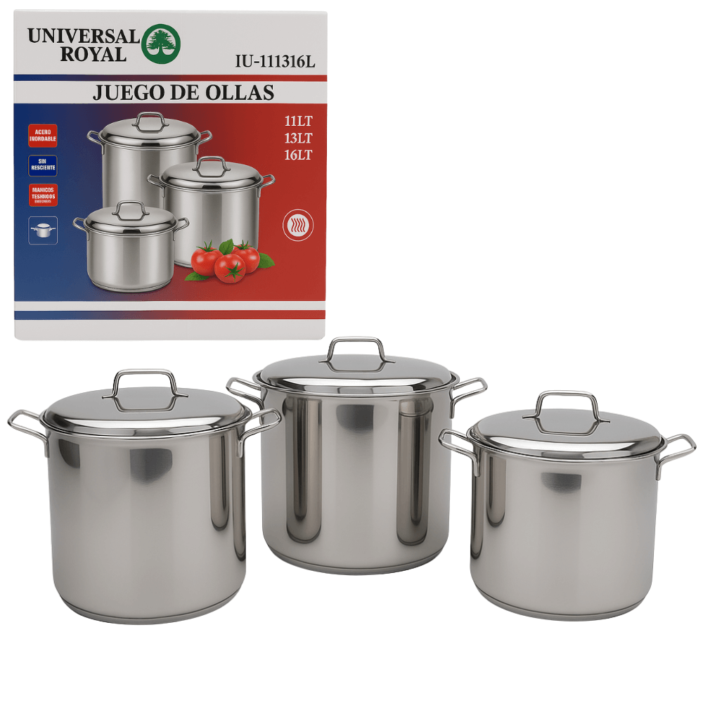 Juego De Ollas Bateria Cocina Olla Sopera Grandes 6pcs Acero