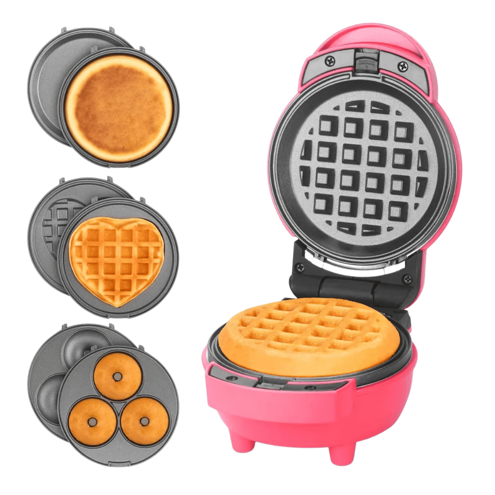 Mini Waflera Donera Crepes Corazones 4 En 1 Antiadherente