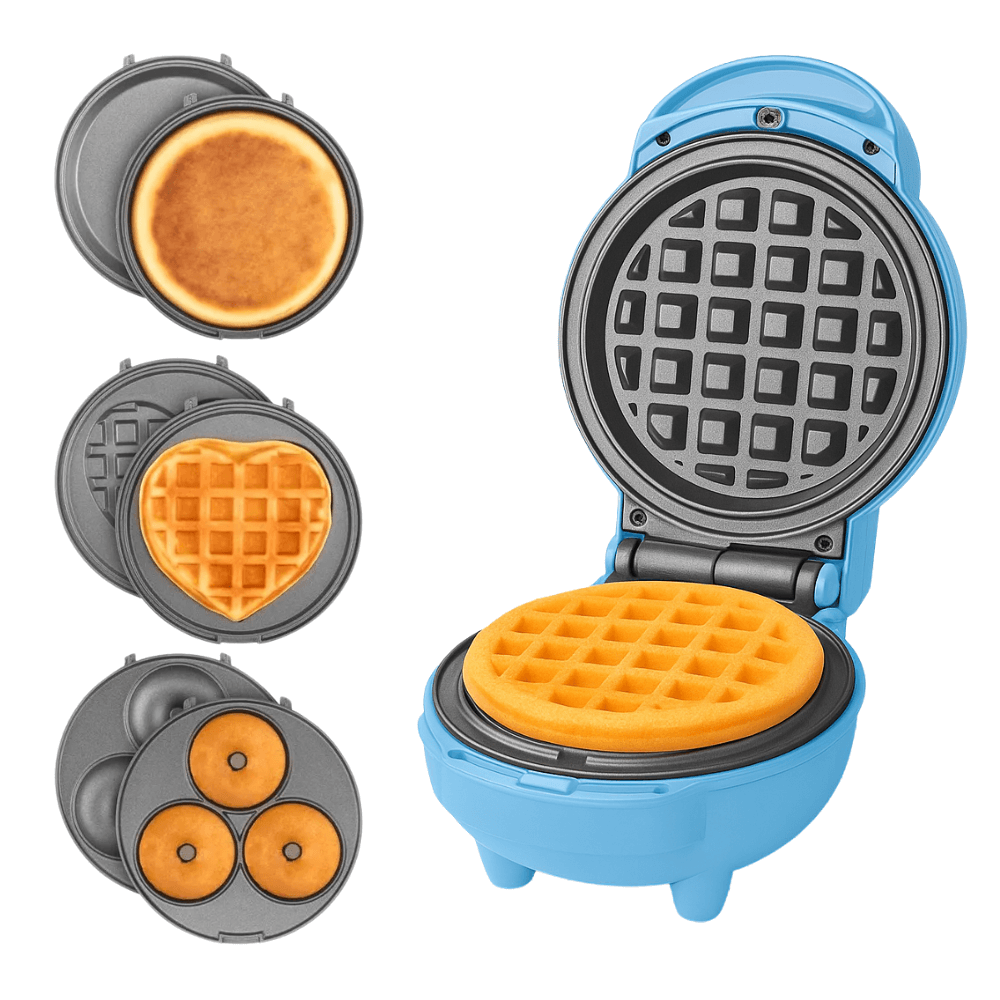 Mini Waflera Donera Crepes Corazones 4 En 1 Antiadherente