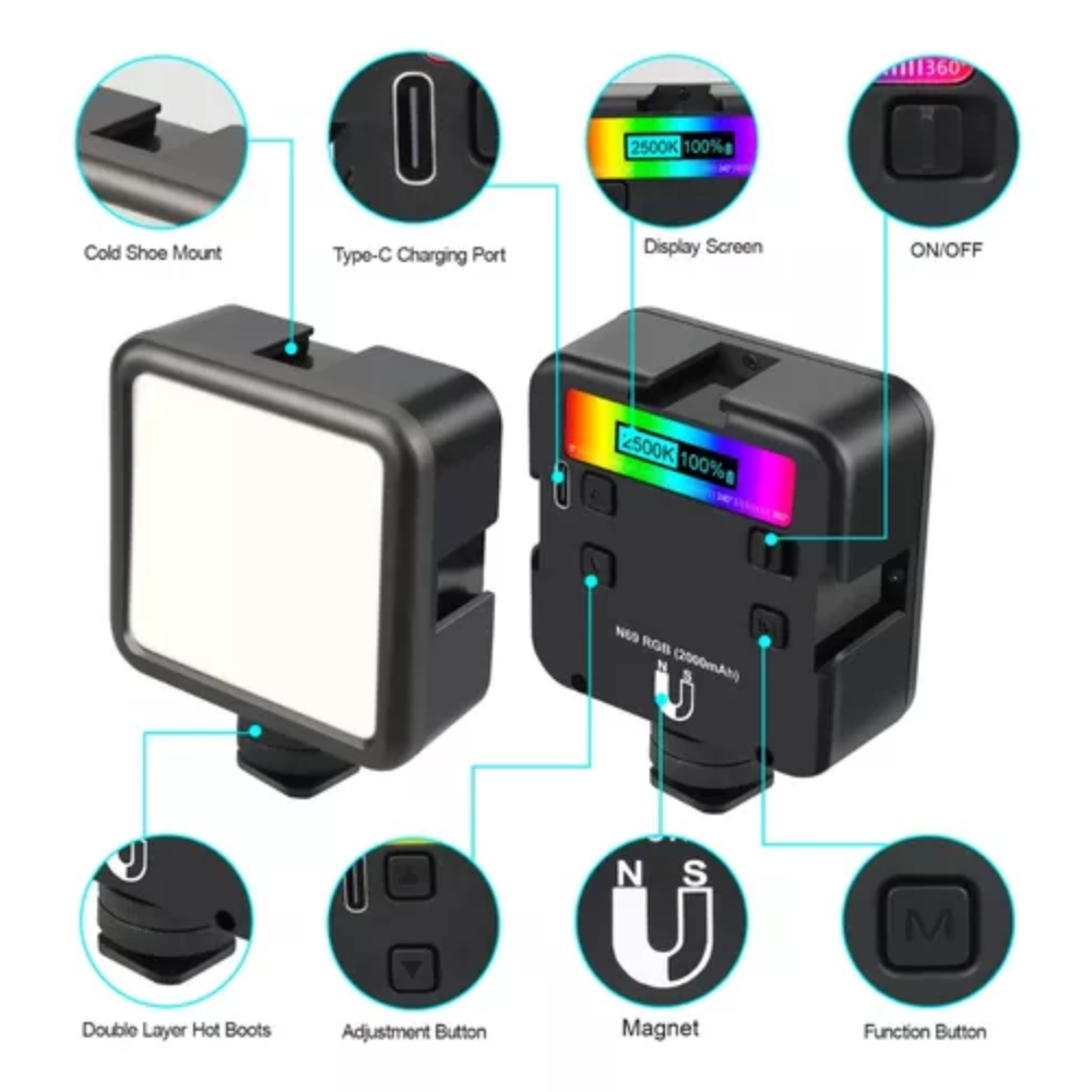 Mini Lampara Para Celular Led Rgb Recargable Con Tripode N69