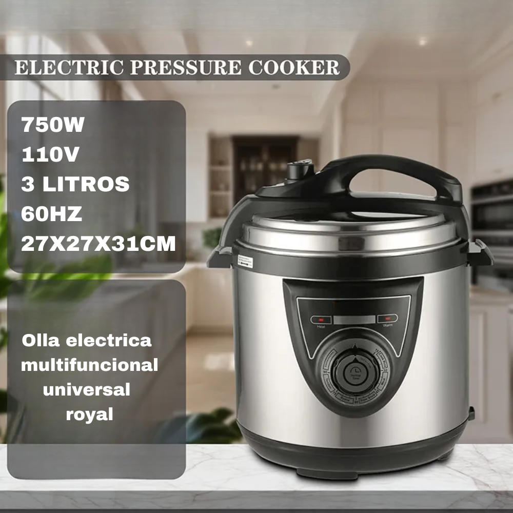 Olla De Presion Electrica Multifuncional 3 Litros En Acero
