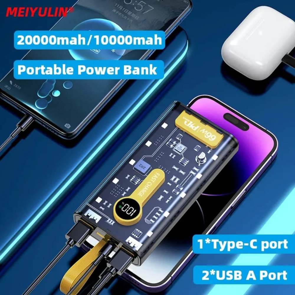 Power Bank 20000mah Multipuertos Tipo Lighting V8 Luces Led