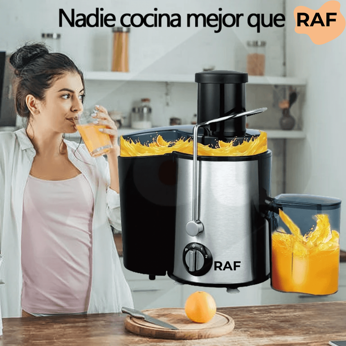Extractor De Jugos Electrico Automatico Marca Raf Original Para Frutas Y Verduras Potencia 1000w 450m