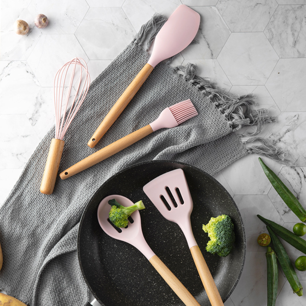 Set 12 Utensilios De Cocina Silicona Resistente Calor Juego