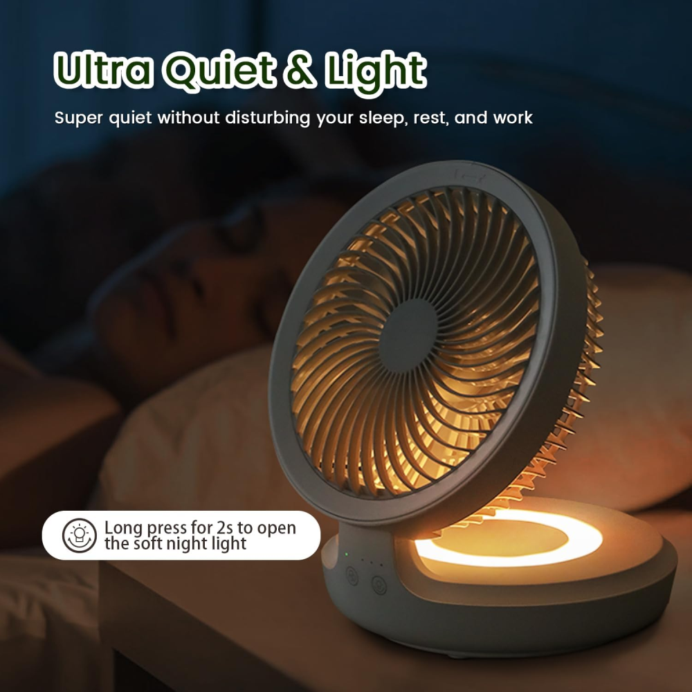 Ventilador Portatil Recargable Inalambrico 4 Velocidades Led