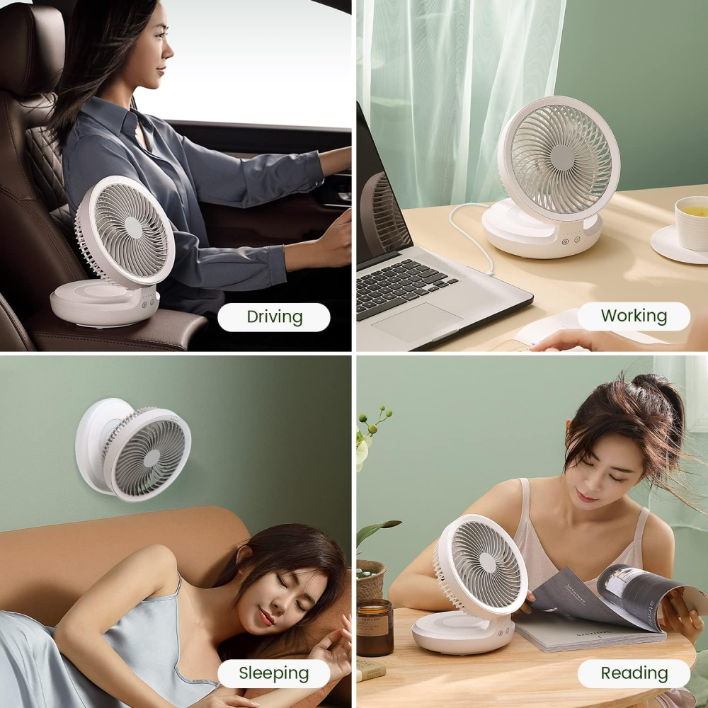 Ventilador Portatil Recargable Inalambrico 4 Velocidades Led