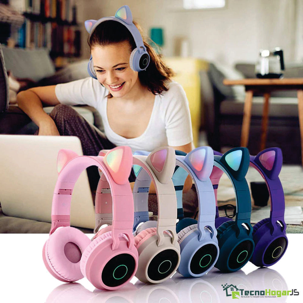 Audífonos Bluetooth Orejas De Gato Para Niños