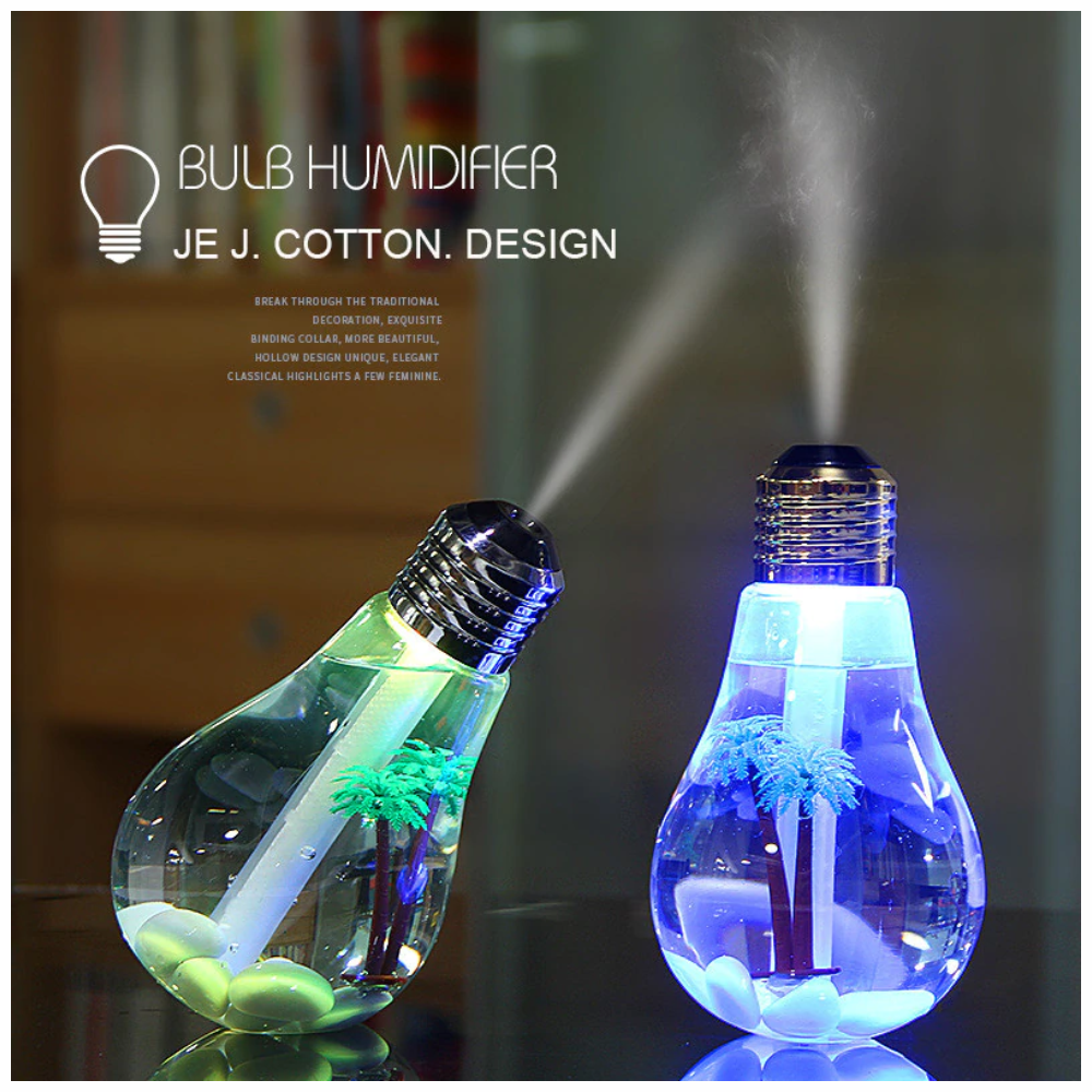 Humificador Led Ultrasónico Diseño Bombillo 400ml + Esencia