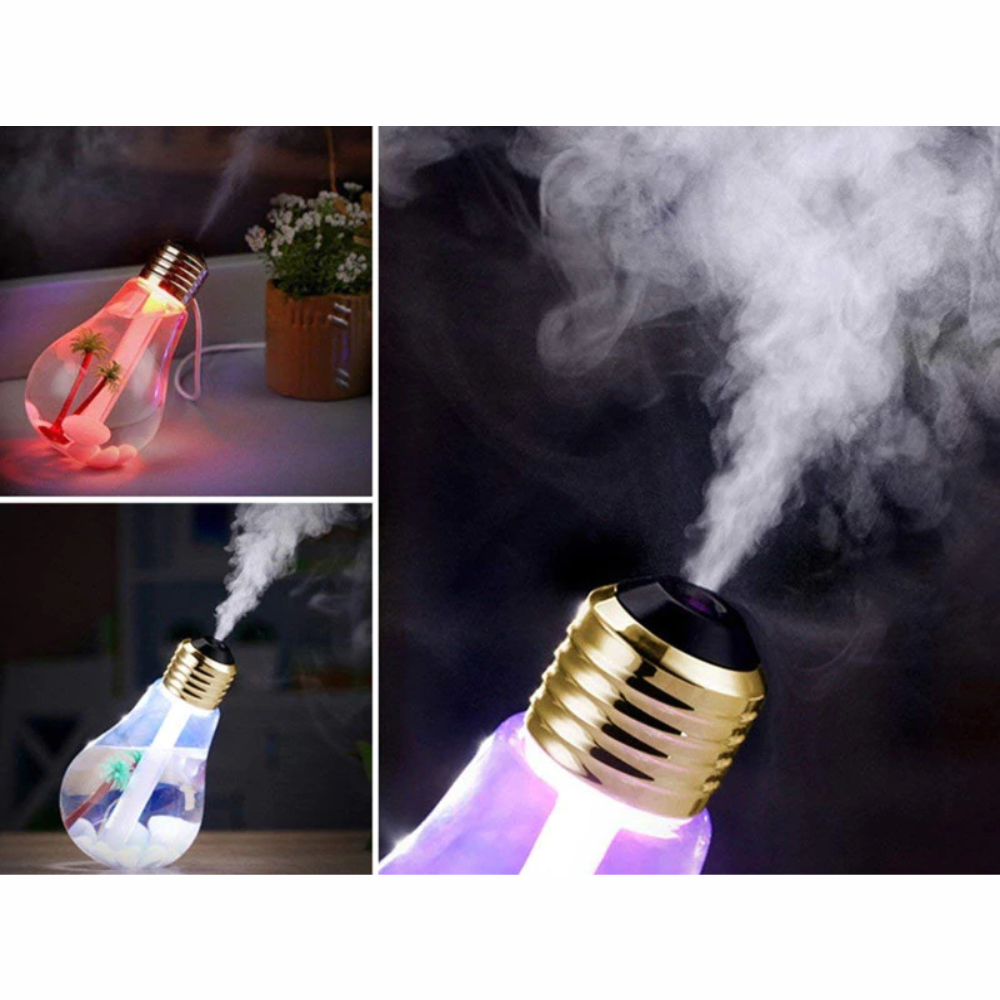 Humificador Led Ultrasónico Diseño Bombillo 400ml + Esencia