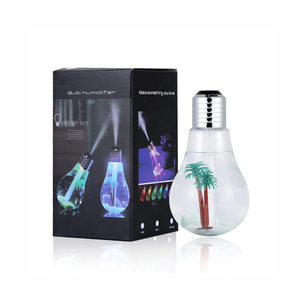 Humificador Led Ultrasónico Diseño Bombillo 400ml + Esencia