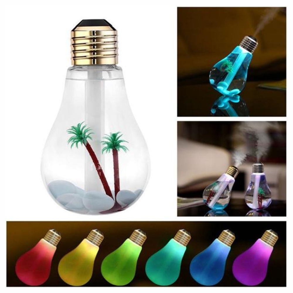 Humificador Led Ultrasónico Diseño Bombillo 400ml + Esencia