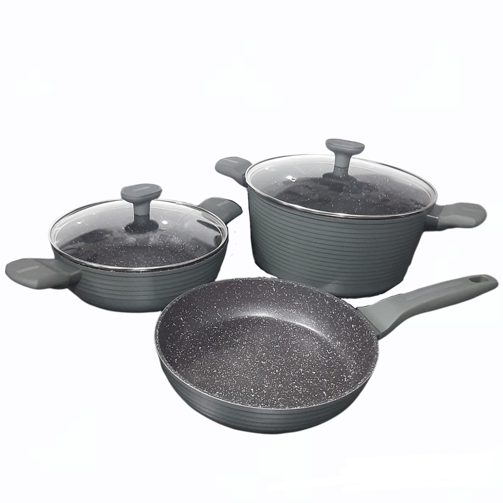 Juego De Ollas Renahouse 5 Pcs En Mármol Antiadherente