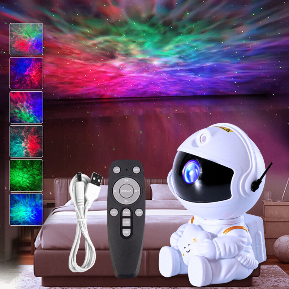 Luz de proyección de estrella de astronauta luz nocturna LED para niños  lámpara de proyector de techo de nebulosa galaxia con control remoto y