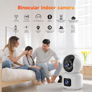 Camara De Seguridad Wifi Ip Doble Lente Robotica App Icsee