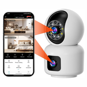 Camara De Seguridad Wifi Ip Doble Lente Robotica App Icsee