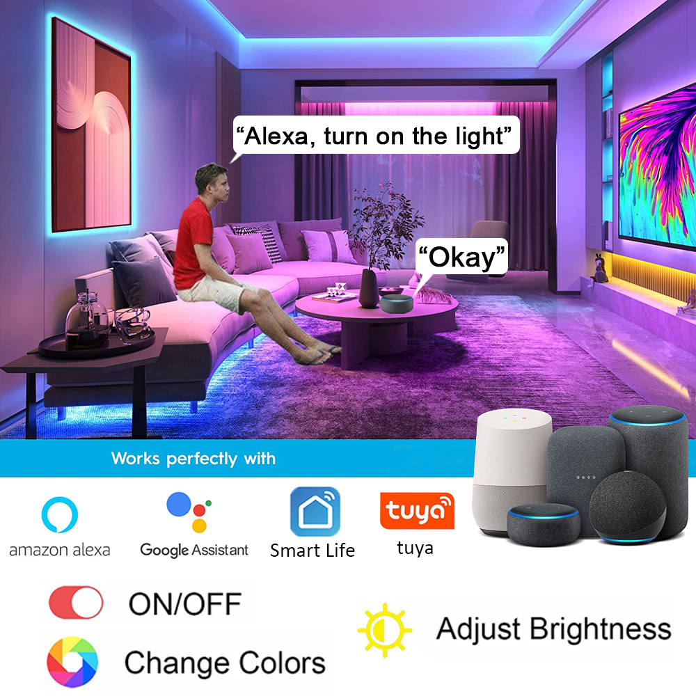 Tira De Luces Led Rgb 10 Metros Alexa Control De Voz 110v