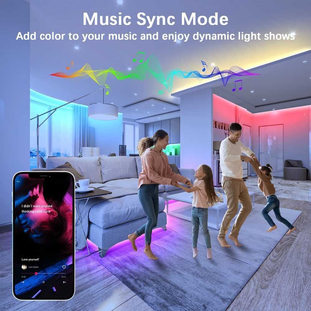 Tira De Luces Led Rgb 10 Metros Alexa Control De Voz 110v