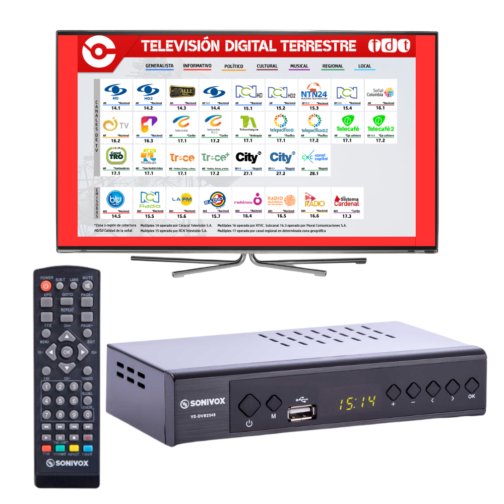 Sintonizador de Señal Digital para TV Full HD Decodifica Canales GENERICO