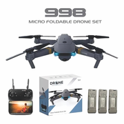 Drone 998 Plegable Con Camara Ideal Para Principiantes Combo 3 Baterias Negro HD 2.4 GHz