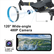 Drone 998 Plegable Con Camara Ideal Para Principiantes Combo 3 Baterias Negro HD 2.4 GHz