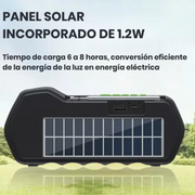 Radio Fm Portatil Bluetooth Con Panel Solar Linterna Cclamp