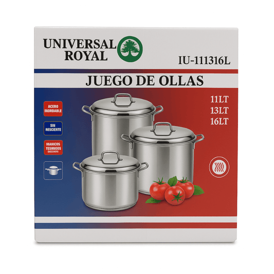 Juego De Ollas Bateria Cocina Olla Sopera Grandes 6pcs Acero