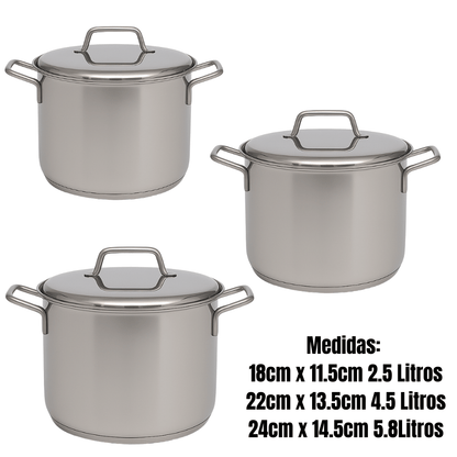 Juego De Ollas Bateria Cocina Olla Sopera Grandes 6pcs Acero