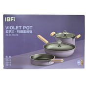 Juego De Ollas Bateria De Cocina Violeta 5 Pcs Tapa Vidrio