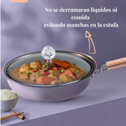 Juego De Ollas Bateria De Cocina Violeta 5 Pcs Tapa Vidrio