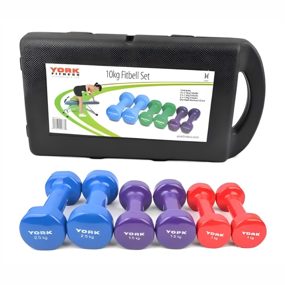 Kit De Mancuernas Encauchetadas De 10 Kg Con Estuche Rigido