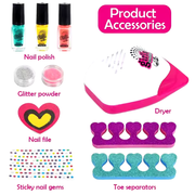 Kit De Manicure Y Pedicure Para Niñas Con Secador Y Esmaltes