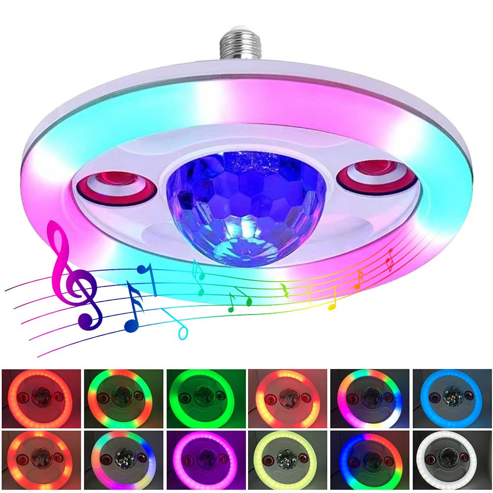 Lampara Rgb Musical Bluetooth Doble Parlante 36w