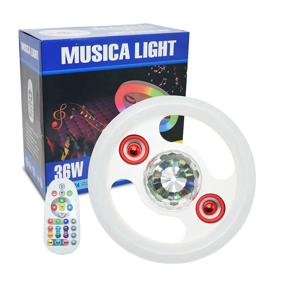 Lampara Rgb Musical Bluetooth Doble Parlante 36w