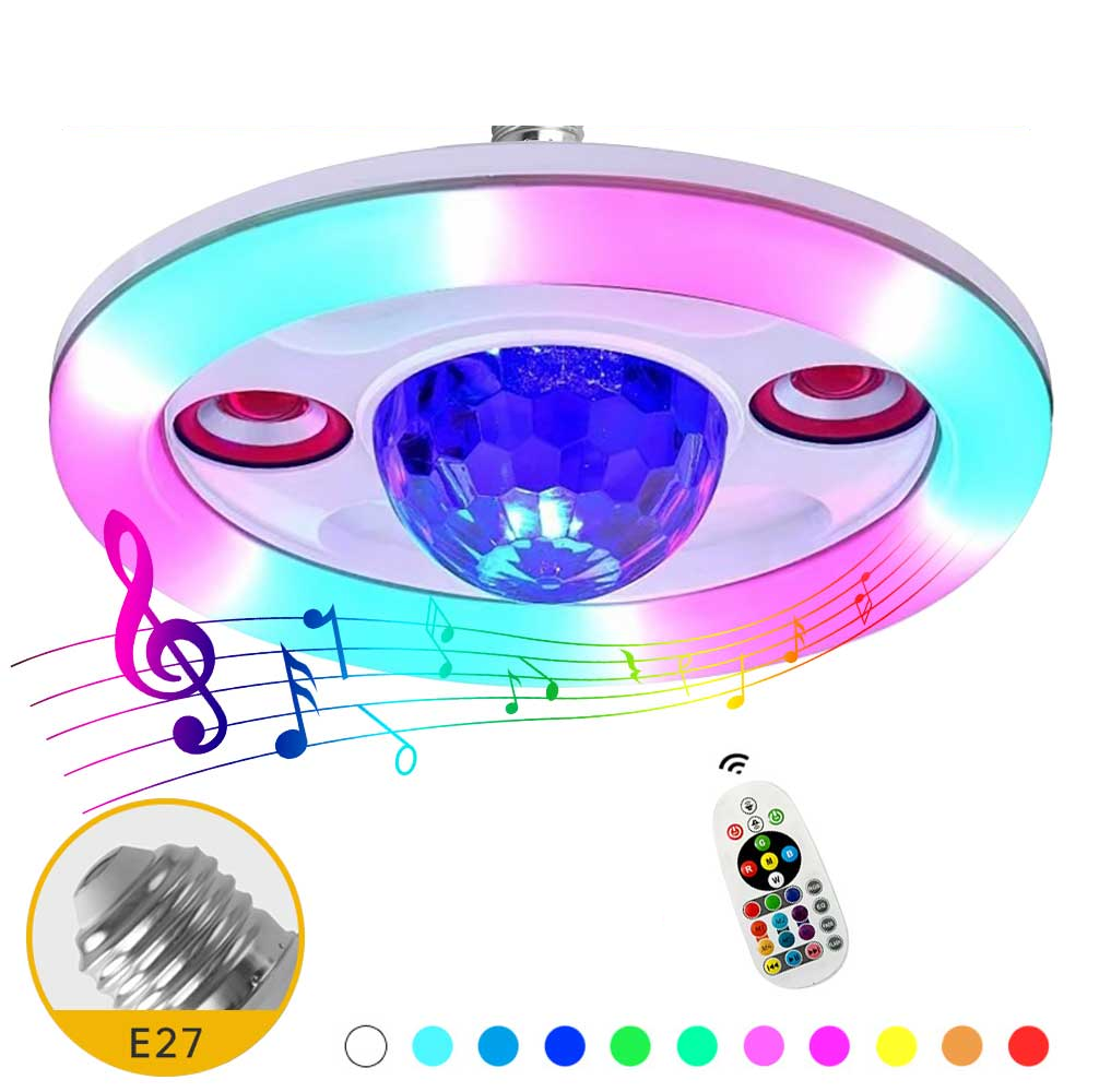 Lámpara de música inteligente RGB, altavoz de color RGB E27 de 24W, bombillas  inalámbricas, luz que cambia de Color musical, características mejoradas