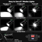 Linterna Led Lampara De Cabeza Recargable 4 Modos De Luz