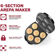 Arepera Arepa Maker De 6 Puestos Antiadherente 1000w Arp01