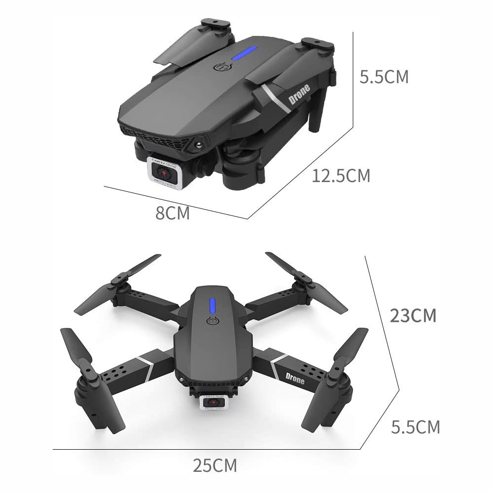 Drone Wifi Cámara Hd Estabilizador De Vuelo E88  Doble Batería