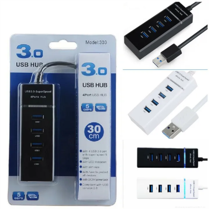 Multitoma Usb 4 Puertos 3.0 Cable De 30cm