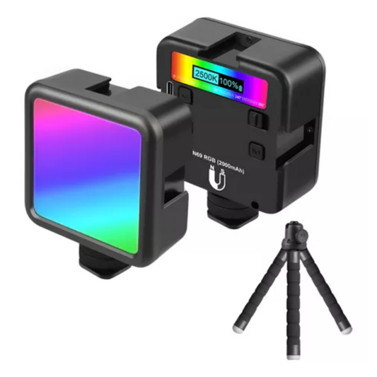 Mini Lampara Para Celular Led Rgb Recargable Con Tripode N69