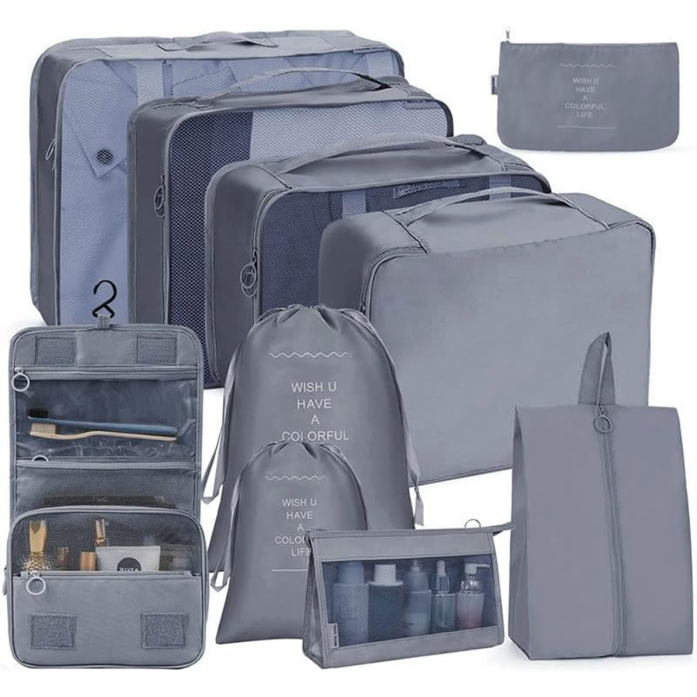 KIT DE ORGANIZADORES PARA VIAJES (no incluye maleta) Precio: $12.00 el kit  3 x $30.00 Incluye 8 organizadores de equipaje de viaje: •…