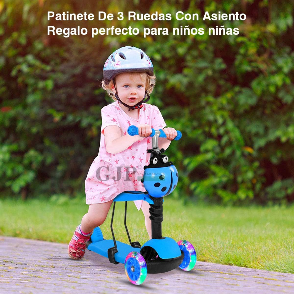Patinete Niño Niñas con 3 Ruedas PU Led Luces para 3 a 12 Años Verde