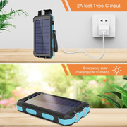 Power Bank Solar 20000mah Con Linterna Y Brujula Usb Tipo