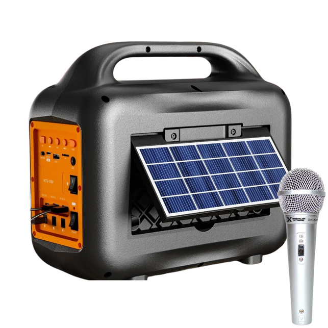 Parlante radio solar fm bluetooth foco de emergencia linterna y panel  GENERICO